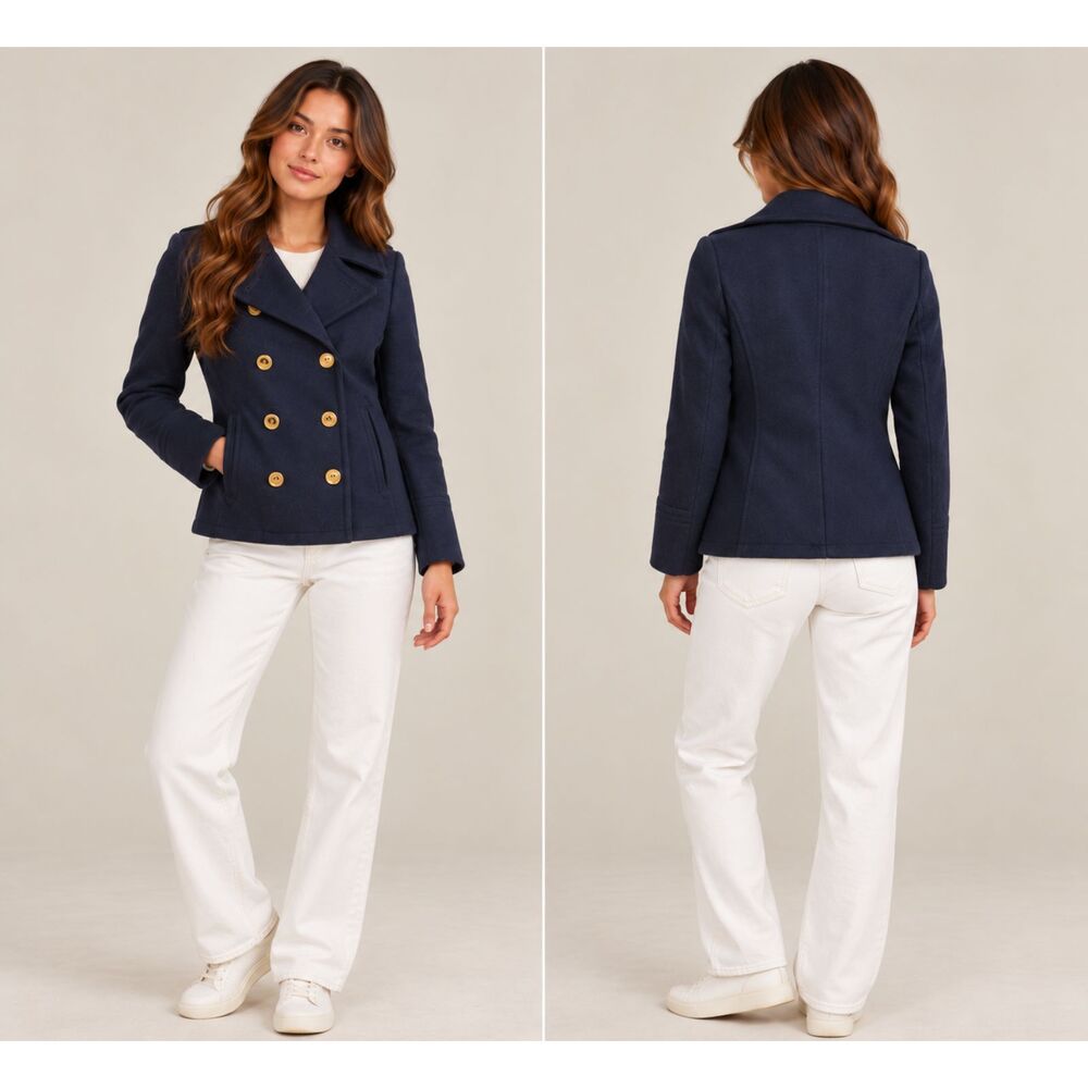J. Crew Wool Cashmere by Nello Gori Peacoat Navy Sz 00